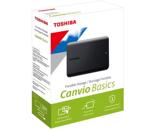 Disco Duro Pórtatil Toshiba Canvio Basics - Externo - 4TB - Negro mate - USB 3.0