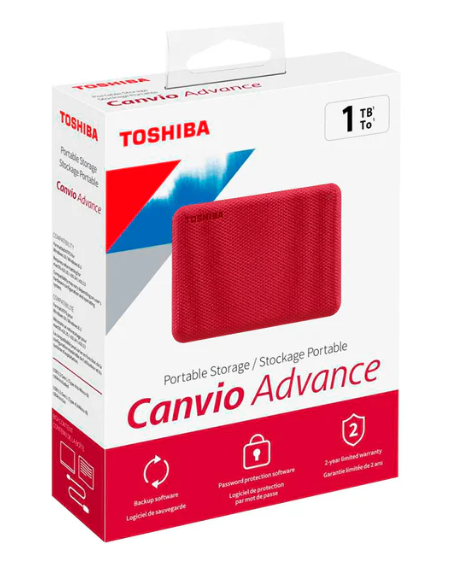 Disco Duro Pórtatil Toshiba Canvio Advance - Externo - 1TB - Rojo - USB 3.0
