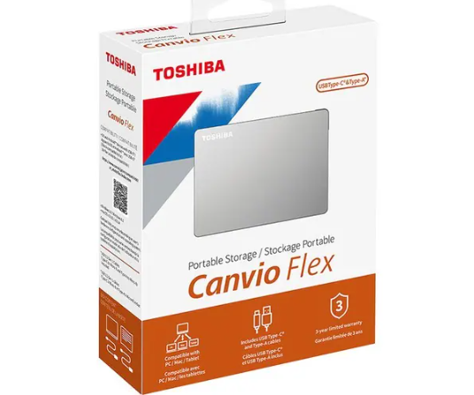 Disco Duro Pórtatil Toshiba Canvio Flex - Externo - 4TB - Plata - Tableta Dispositivo compatible - USB 3.0